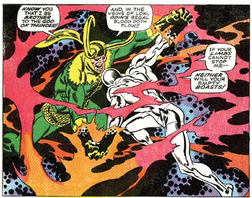 loki and Silver surfer grapple